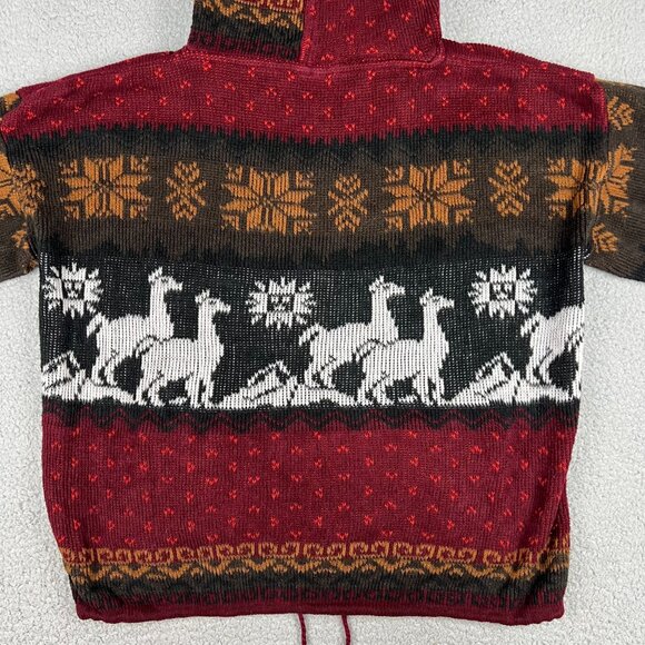 Yari Artesanias Hoodie Men Small S Red Alpaca Wool Sweater Full Zip Knit Vintage - Picture 7 of 9